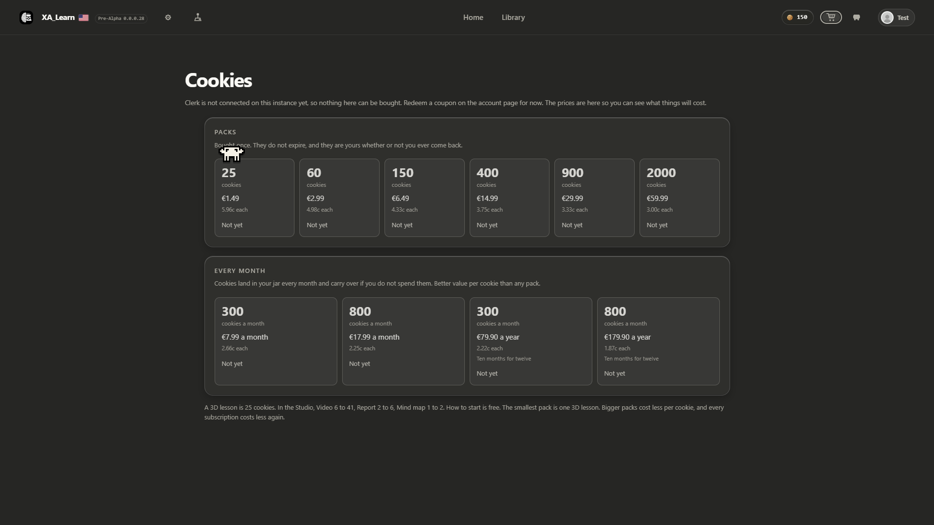 The cookie shop, with one-off packs and monthly plans